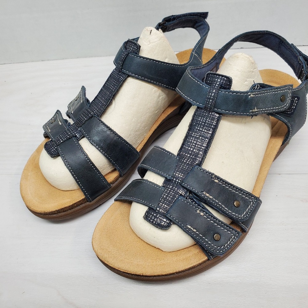 Clarks Collection Adjustable Sandals April Cove Black‎ Leather Womens 9 Comfort